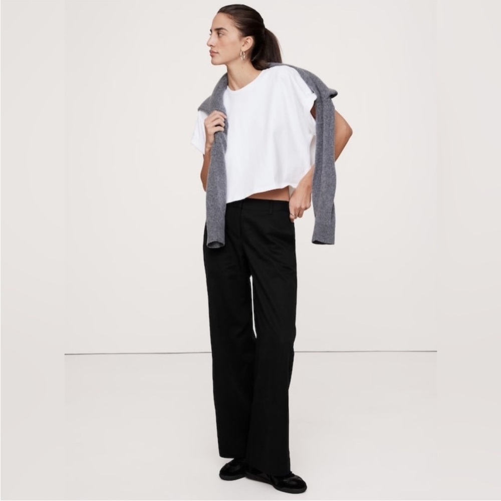Banana Republic The Everyday Wide Leg Pant Black Academia Preppy Large Tall